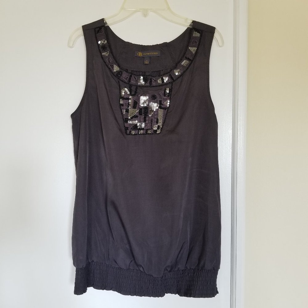 The Outback Red Charcoal Gray Sleeveless Sequence Tank, blouse (size S)